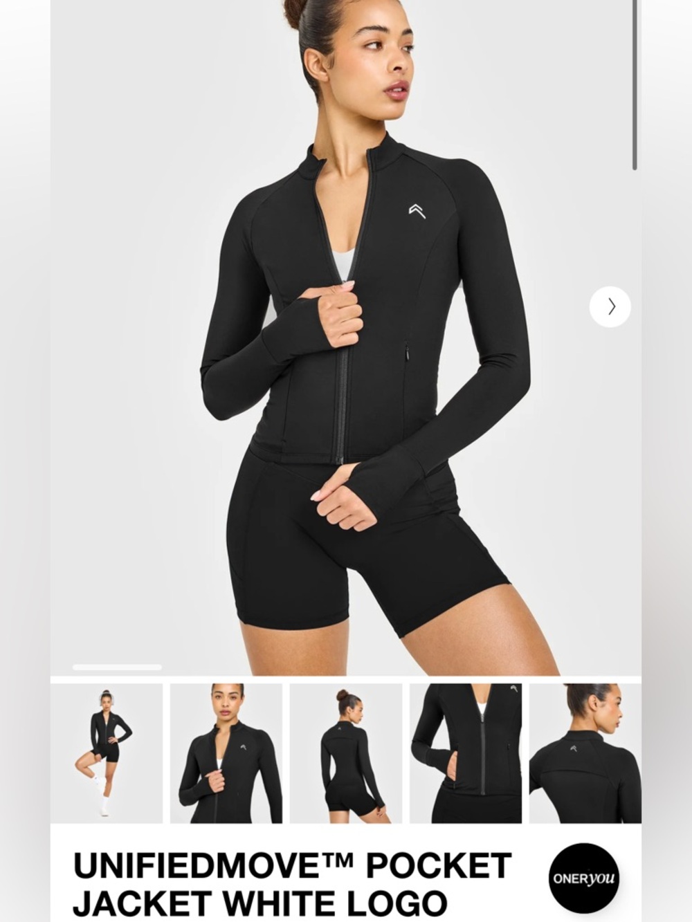 ONERACTIVE Unified Women's Black Zip Jacket with White Logo